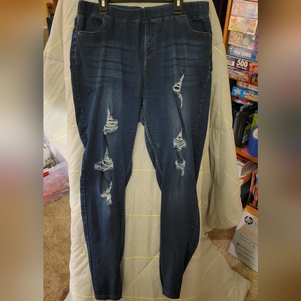 JVINI Fashion 1XL Elastic Waist Jeans Denim